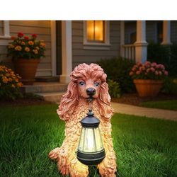Dog Statue Welcome Plate & LED Light 