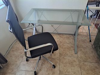 GLASS DESK  WITH  CHAIR