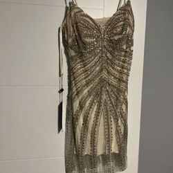 NYE Dress Crystal Beaded Couture Cocktail Dress