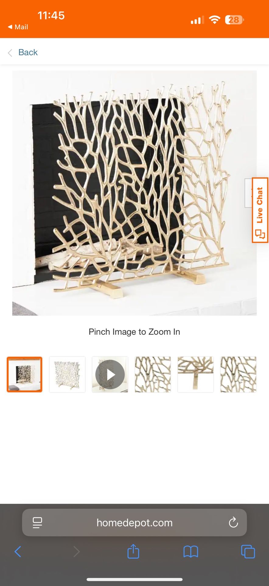 Steel fire screen In -Coral Gold