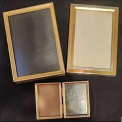 Beautiful 3 Set Vintage Brass Metal Picture Frames 