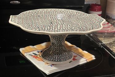 Polish Pottery Christmas Cake Pedestal