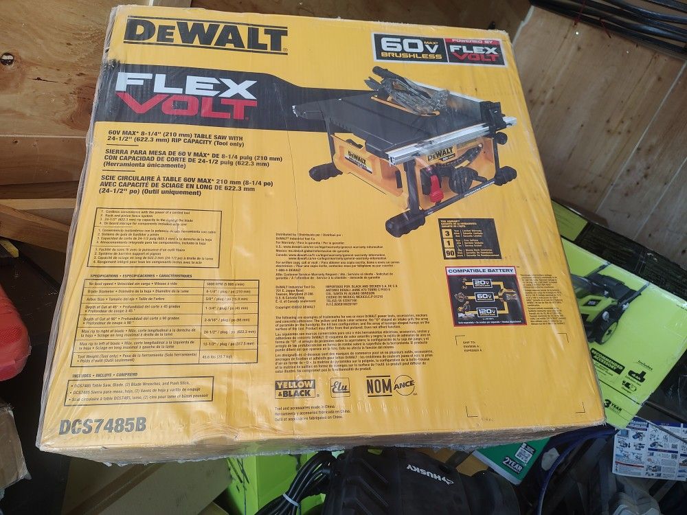 New DeWalt 60v 8-1/4 Table Saw Tool Only