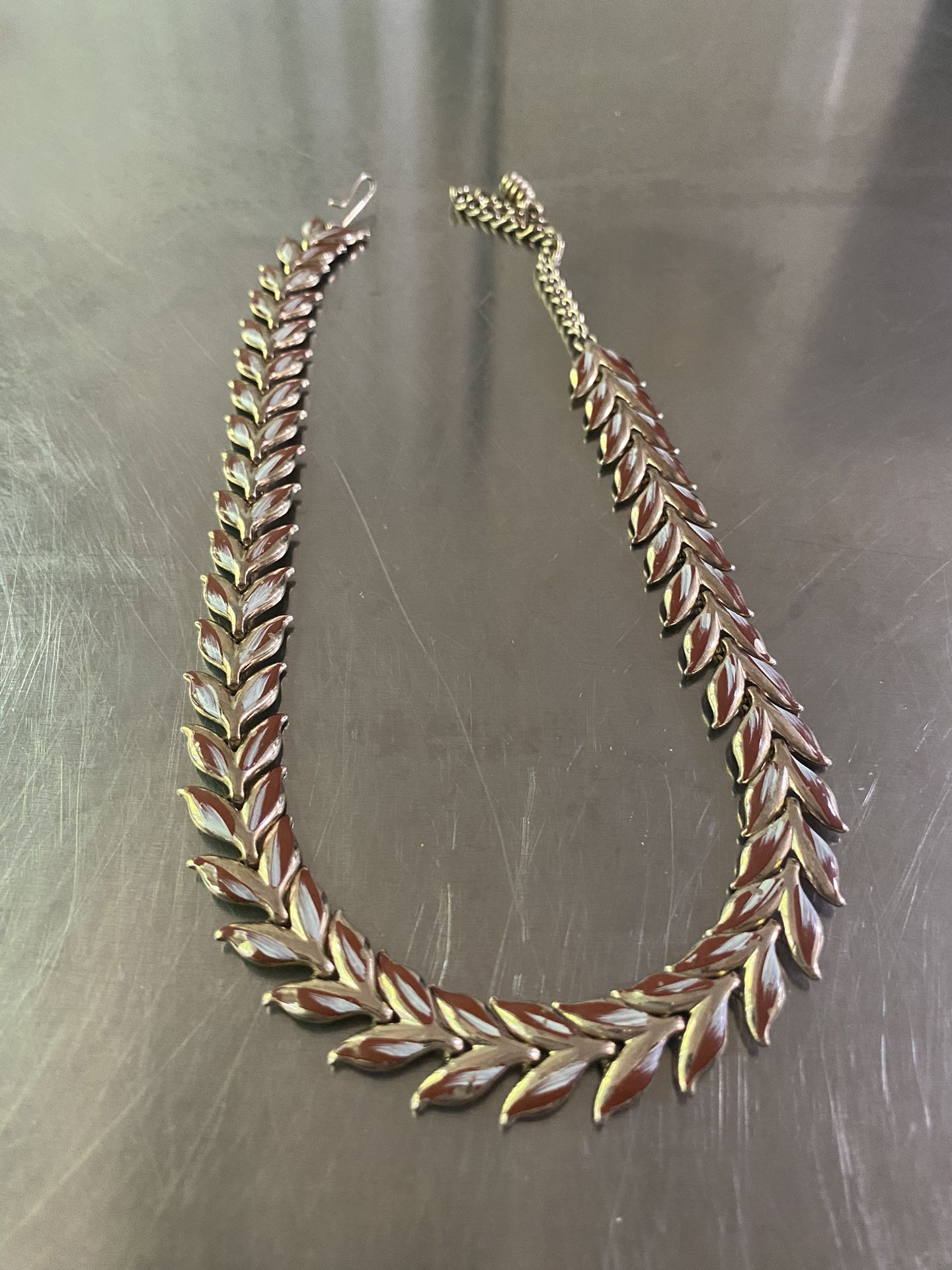 Sterling Silver  Laurel Leaf Choker Necklace 17”