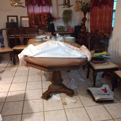 Solid Wood Dining Set With 8 Chairs 