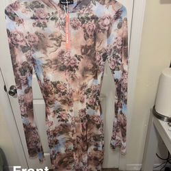 Pink Rose Mesh Mini Dress – Sheer Vintage Angel Aesthetic 