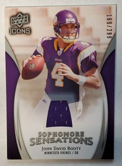 John David Booty 2009 Upper Deck Icons Sophomore Sensations Jersey #'d 160/299 Minnesota Vikings NFL