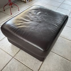 Dark Brown Leather Ottoman