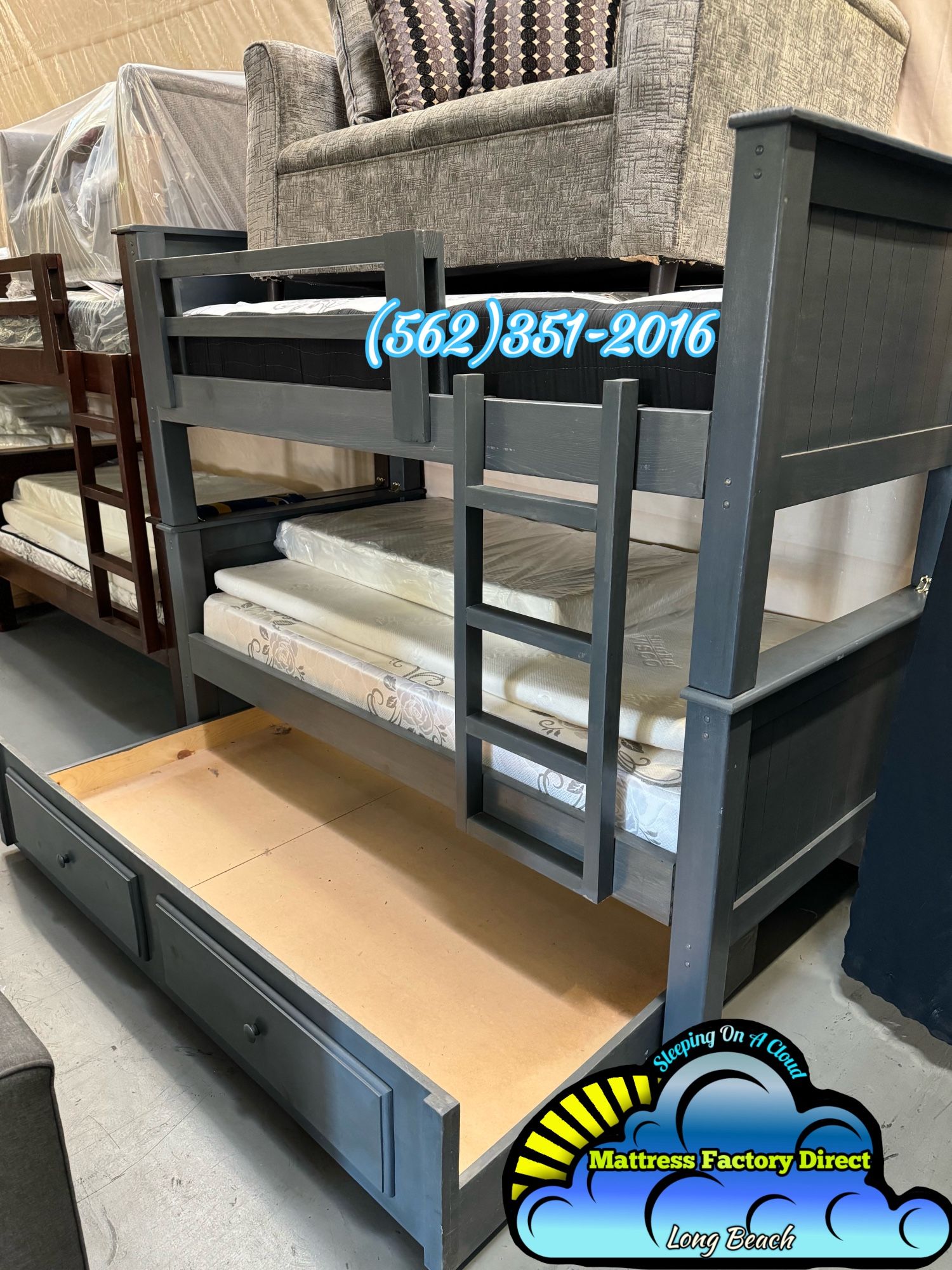 Triple Twin Bunk Bed With Mattresses Colchones Incluidos