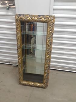 Horchow Creazioni Artistiche Wall Display Curio Gold Wood Glass Mirror