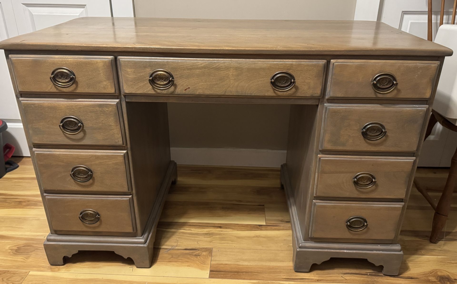 Antique Maple Cushman Writing Desk With Drawers Solid Wood