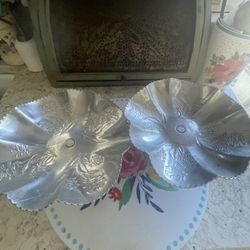 2- Thames Japan Vintage Aluminum Pedestal Dish 