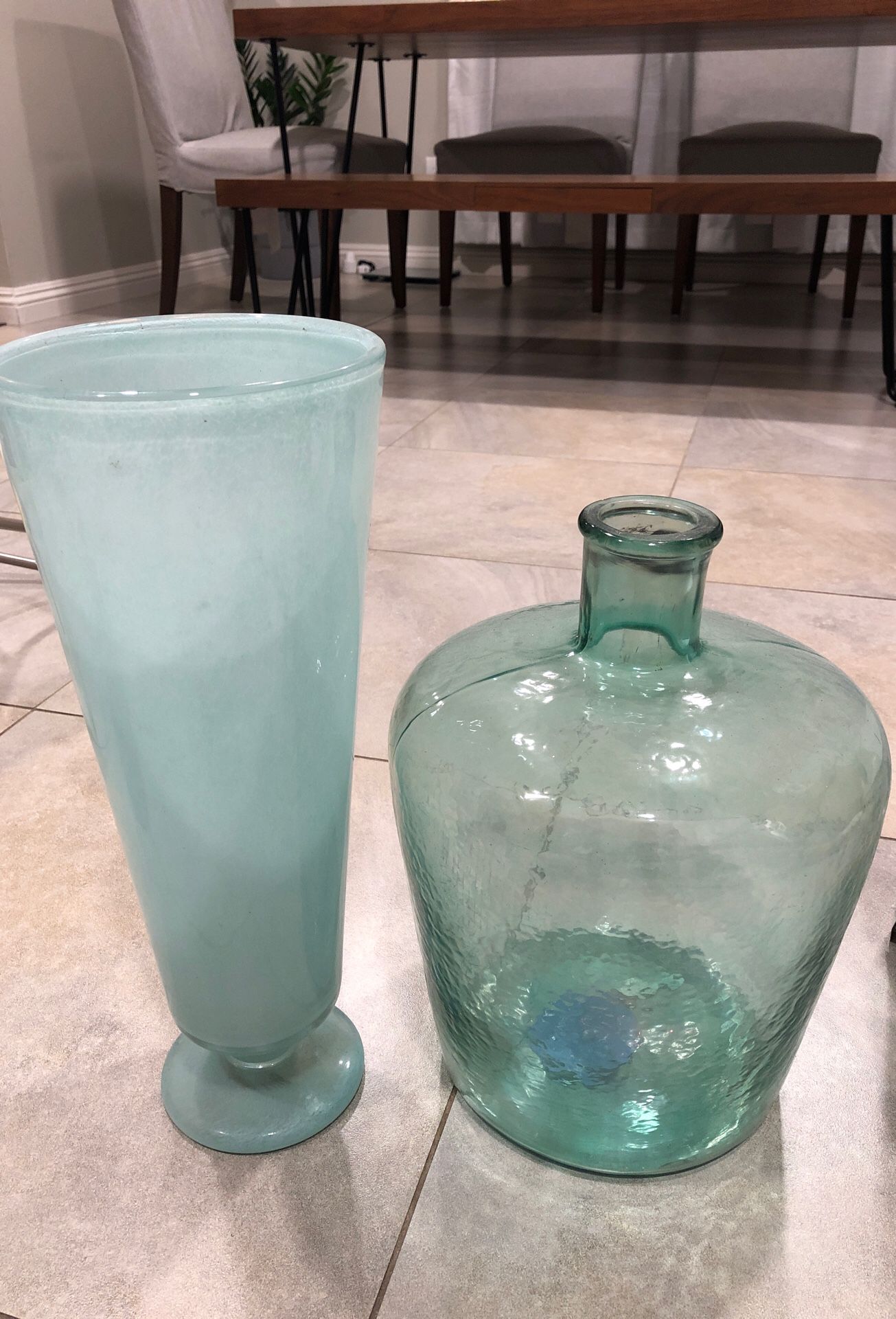 Large teal vases