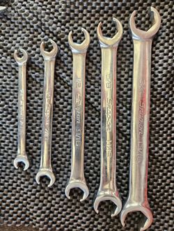 Snap On 5 pc 6-Point SAE Flank Drive Double End Flare Nut Wrench Set - RXFS605B