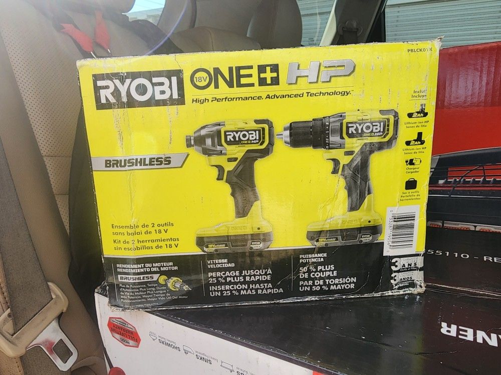 Ryobi ONE+ HP 18V Brushless 1/2 in. Drill/Driver & Impact Driver Kit w/(2) 2.0 Ah (New)