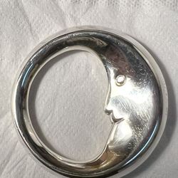 Genuine Sterling Silver 925 Crescent Man in the Moon Baby Rattle 👉Firm Price 