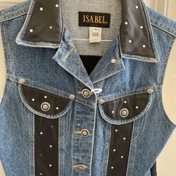 Isabel Denim Leather Ladies Vest Size s 