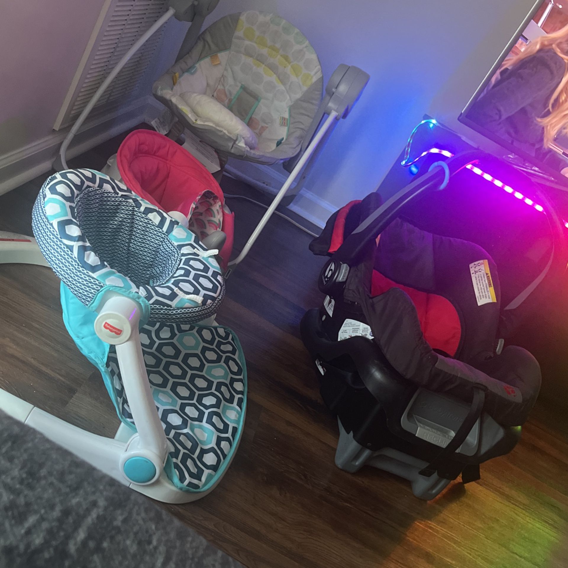 Baby Car seat And Base And Chairs 