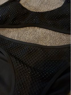 Brand new black rhinestone swim suit bathing suit