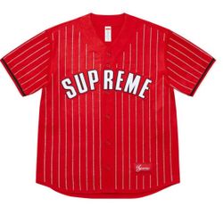Supreme Rhinestone Stripe Baseball Jersey