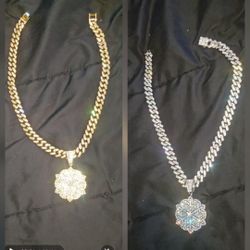 cuban link chain 20" 14mm,  & pendent set...AAA+ rated brilliant shine! $135 EACH!