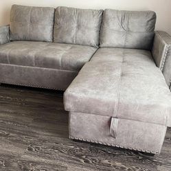 Modern L-Shaped Sofa Bed + Storage | Like New | Space-Saving