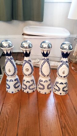 Ceramic Bottles Blue/white Clase Azul Tequlia.