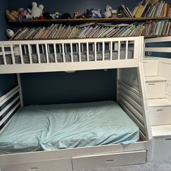Twin Over Full Bunk bed With Storage- White