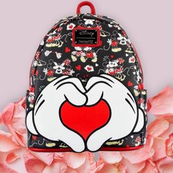 Loungefly Mini backpack Disney Mickey and Minnie Heart Hands, Various colors