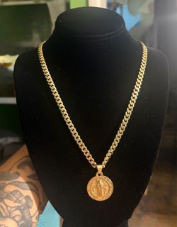 10K MÓNACO CHAIN 17.2g 22” 6mm + SAN BENITO PENDANT  5.4g