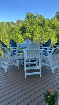 Outdoor Amish Style Heavy Poly Lumber Set 1 high table plus 6 chairs