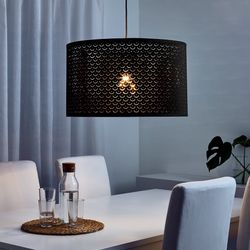 Modern Drum Pendant Light – Black & Gold Interior