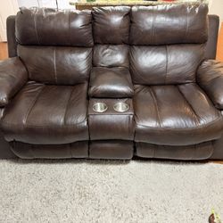 Leather Power Reclining Sofa & Loveseat Set – $600 OBO