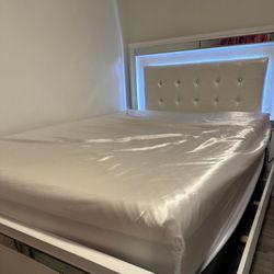White Alligator Texture & Mirror Bed with LED's