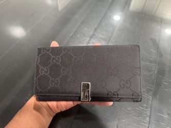 Gucci Black Canvas Long Wallet GG