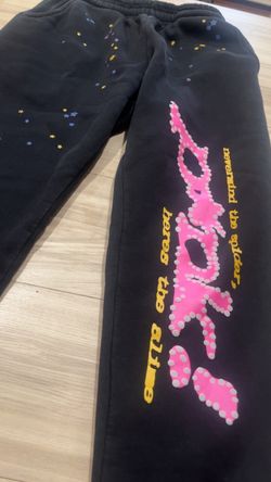 Sp5der Black Sweatpants P*nk Graphic