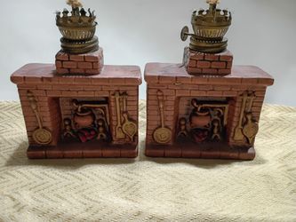 2 Vintage Fireplace Shaped Oil Lamp 5. in tall