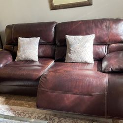 Brown Leather Couch Set Recliner 