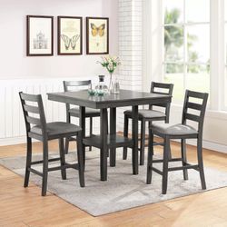 GREY 40x40 COUNTER HEIGHT DINING TABLE WITH CHAIRS 