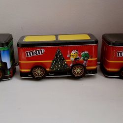 M&M Christmas Tin Train With Storage 
