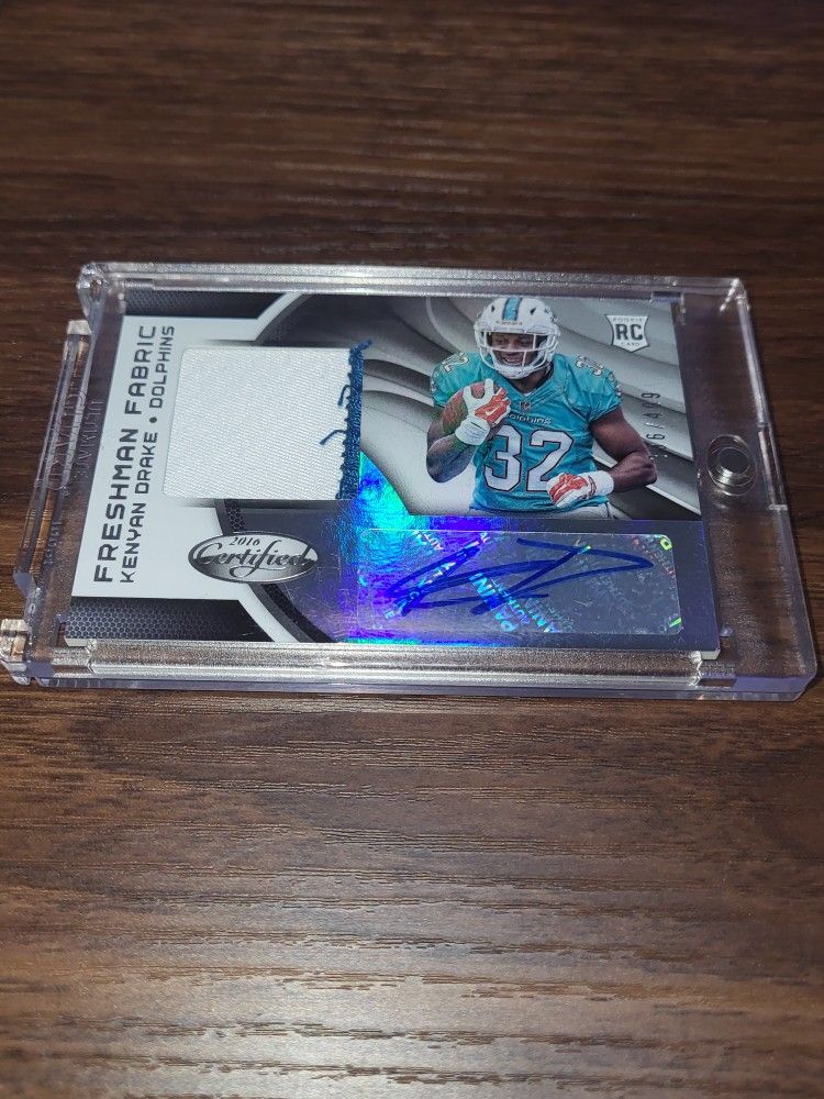 Kenyan Drake /499 Rookie Patch Auto 2016 Panini Certified Autograph Las Vegas Raiders, Arizona Cardinals, Baltimore Ravens. From University Alabama