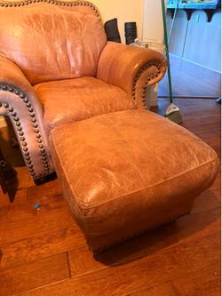 Matching Genuine Leather Loveseat, Club Chair & Ottoman