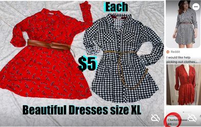 $5 EACH BEAUTIFUL DRESSES CHARLOTTE RUSSE & PASSPORT DRESS SIZE XL IN GREAT CONDITION