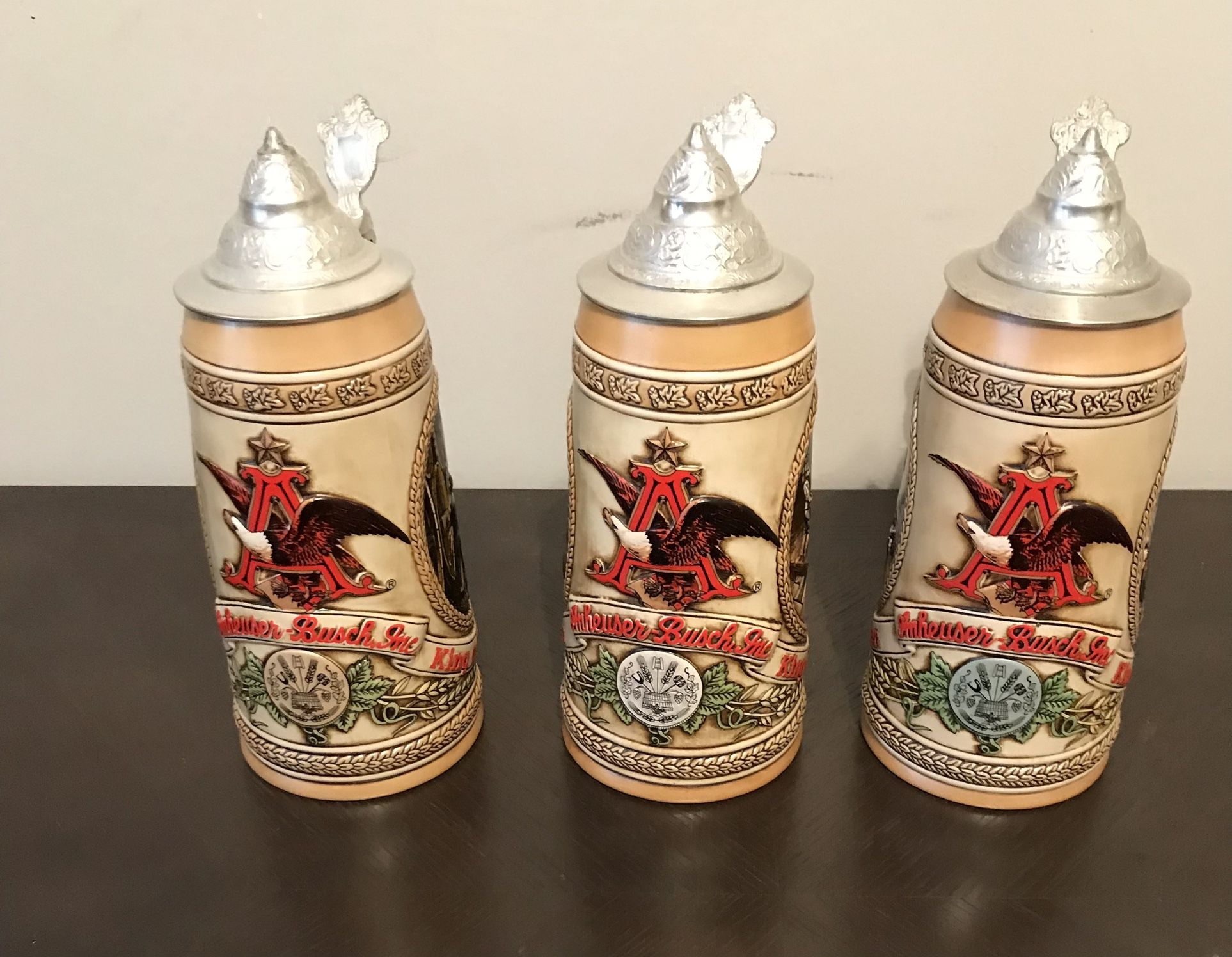 Limited addition Anheuser Busch Budweiser beer steins