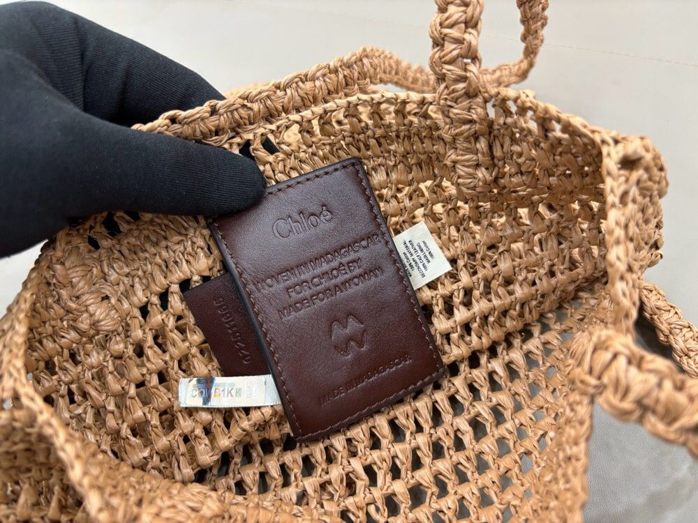 Chloe SUMMER BANANA Raffia Leather Tote Bag