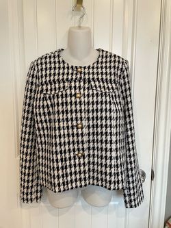 Black & White Houndstooth Tweed Jacket