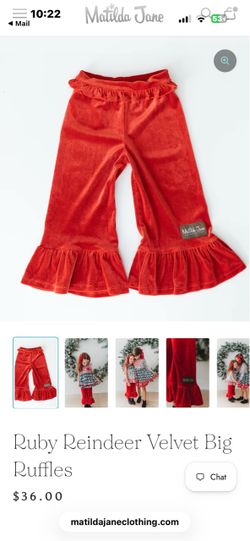 Matilda Jane Clothing Holidays Ruffle Pants- size 6 years