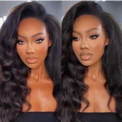 NEW/SEALED 3 In 1 Half Wig Kinky Straight Glueless Wigs Human Hair Comfortable Fit No Glue Needed Wear & Go Seamless Clip In Wigs 18 Inch