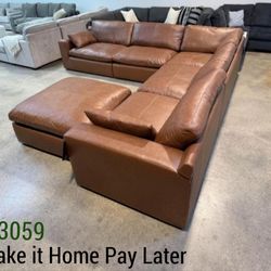 🎩 A Seductive Choice for Leather Lovers: Emilia 5-Piece Sectional Set