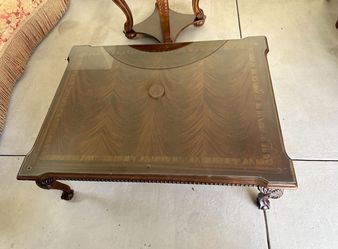 Wood Coffee Table w/ Glass Top